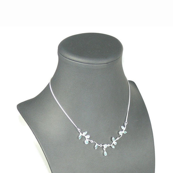 Aquamarine Blue Cubic Zirconia and Silver Chain Necklace - Franki Baker Jewellery