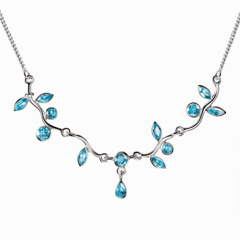 Aquamarine Blue Cubic Zirconia and Silver Chain Necklace - Franki Baker Jewellery