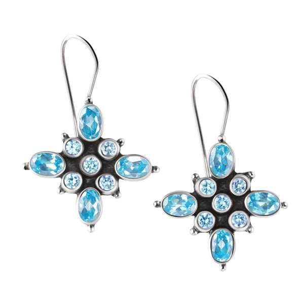 Aquamarine Blue Cubic Zirconia and Silver Earrings - Franki Baker Jewellery