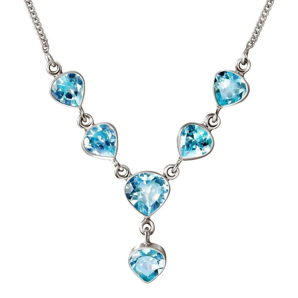 Aquamarine Blue Cubic Zirconia and Sterling Silver Chain Necklace - Franki Baker Jewellery
