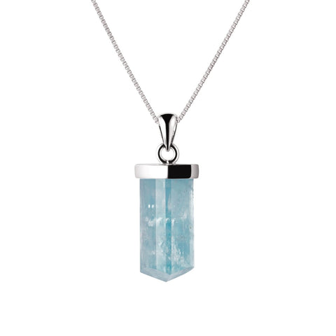 Aquamarine Gemstone & Sterling Silver Tri -Tube Pendant Necklace - Franki Baker Jewellery