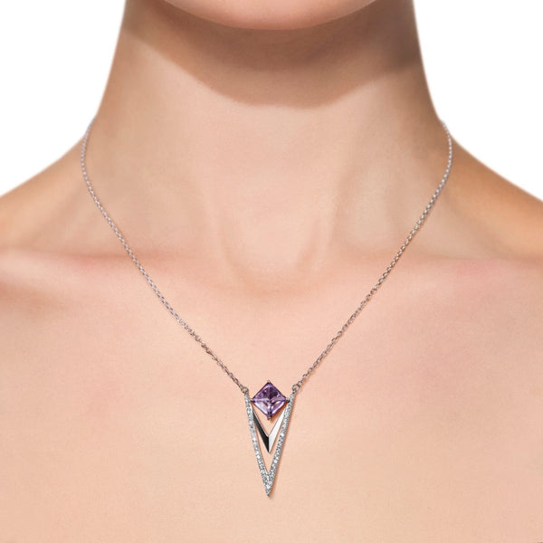 Art Deco Style Amethyst & Diamond CZ Earring & Pendant Set - Franki Baker Jewellery