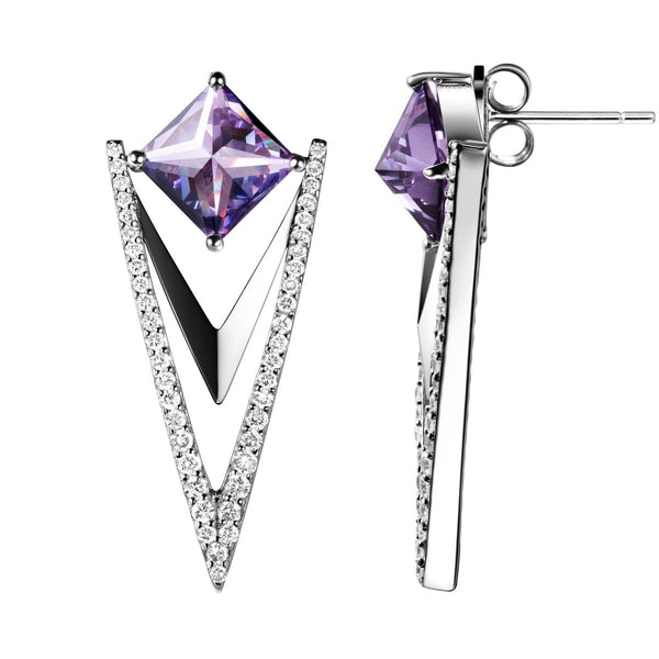 Art Deco Style Amethyst & Diamond CZ Earring & Pendant Set - Franki Baker Jewellery