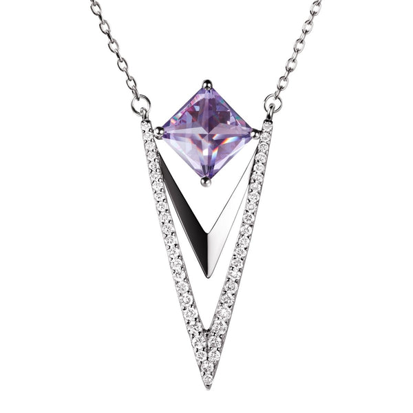 Art Deco Style Amethyst & Diamond CZ Earring & Pendant Set - Franki Baker Jewellery