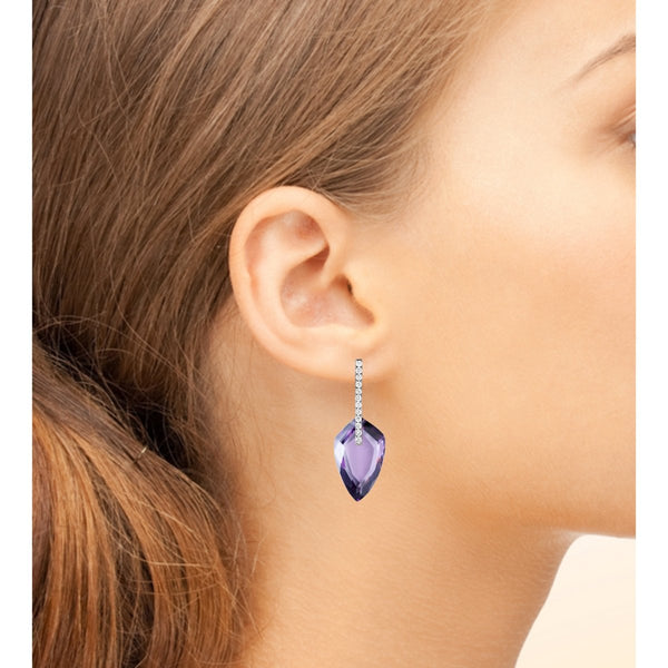 Art Deco Style Amethyst & Diamond CZ Sterling Silver Drop Earrings - Franki Baker Jewellery