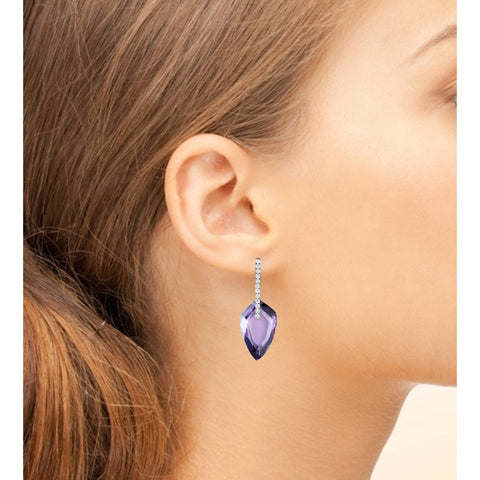 Art Deco Style Amethyst & Diamond CZ Sterling Silver Drop Earrings - Franki Baker Jewellery
