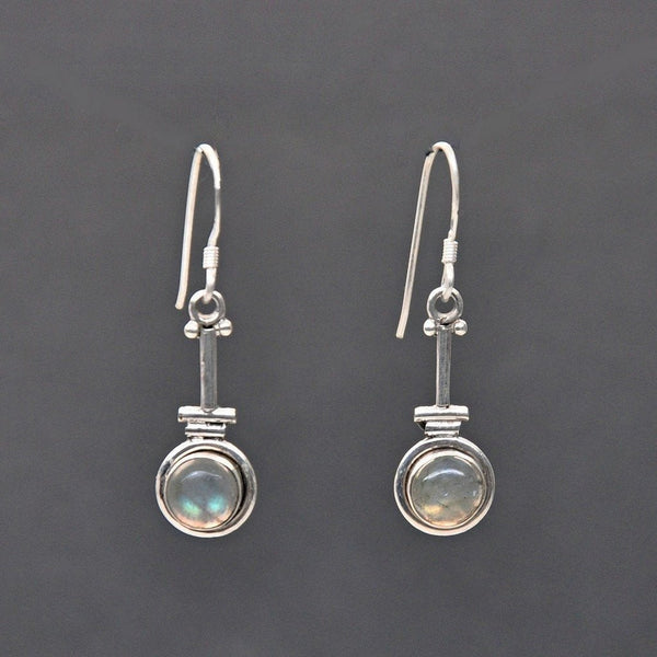 Arts and Crafts Style Moonstone and Silver Drop Earrings - Franki Baker Jewellery