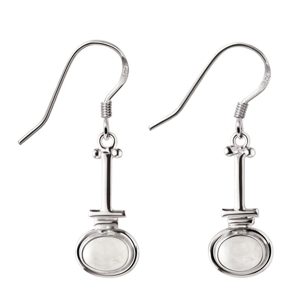 Arts and Crafts Style Moonstone and Silver Drop Earrings - Franki Baker Jewellery