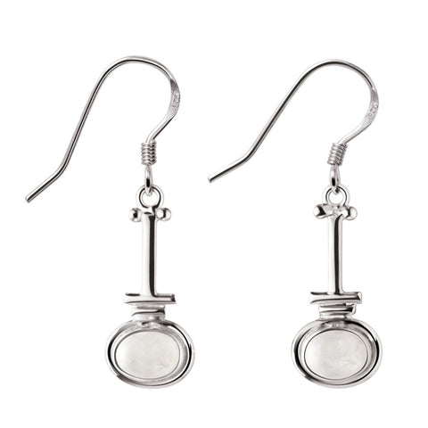 Arts and Crafts Style Moonstone and Silver Drop Earrings - Franki Baker Jewellery