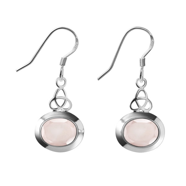Arts and Crafts Style Rose Quartz and Silver Earrings - Franki Baker Jewellery