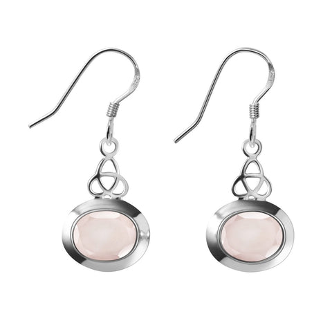 Arts and Crafts Style Rose Quartz and Silver Earrings - Franki Baker Jewellery