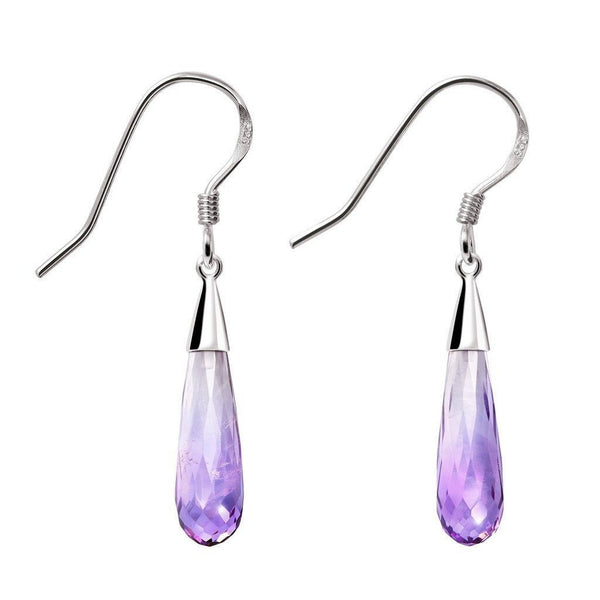 Beautiful Faceted Long Amethyst and Sterling Silver Earrings - Franki Baker Jewellery
