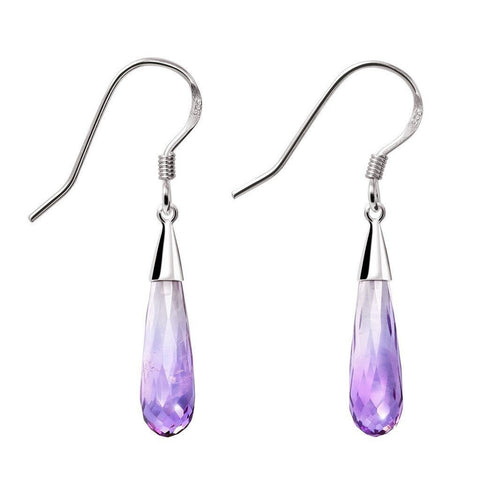 Beautiful Faceted Long Amethyst and Sterling Silver Earrings - Franki Baker Jewellery