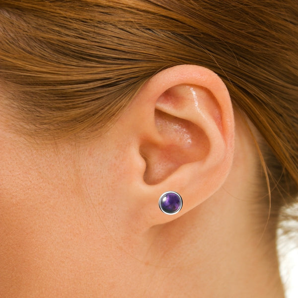 Natural Amethyst Stud Earrings