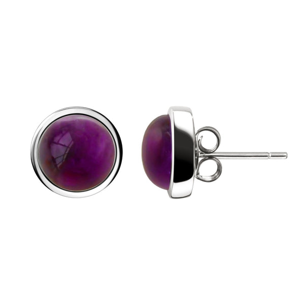 Amethyst Silver Stud Earrings. Grade AA.