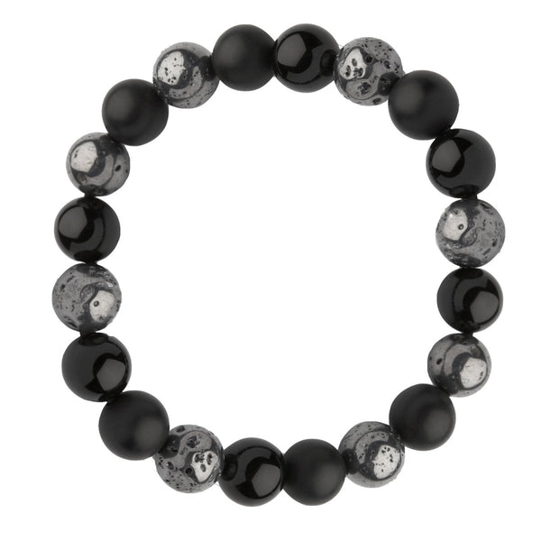 Black and Grey Agate and Hematite Expanding Bracelet - Franki Baker Jewellery