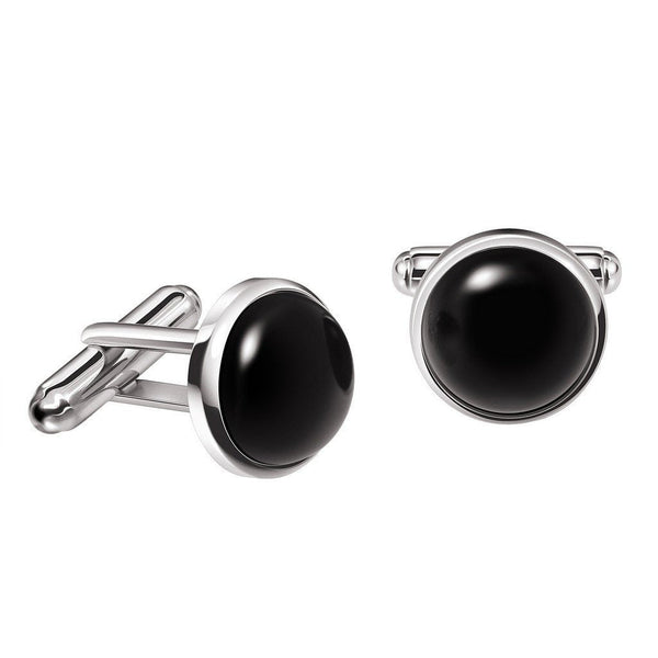 Black Onyx Gemstone and Sterling Silver Cufflinks - Franki Baker Jewellery