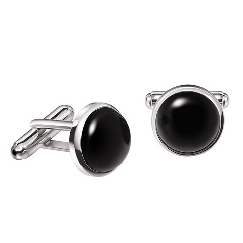 Black Onyx Gemstone and Sterling Silver Cufflinks - Franki Baker Jewellery