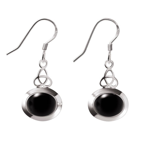 Black Onyx Gemstone Arts and Crafts Sterling Silver Drop Earrings - Franki Baker Jewellery