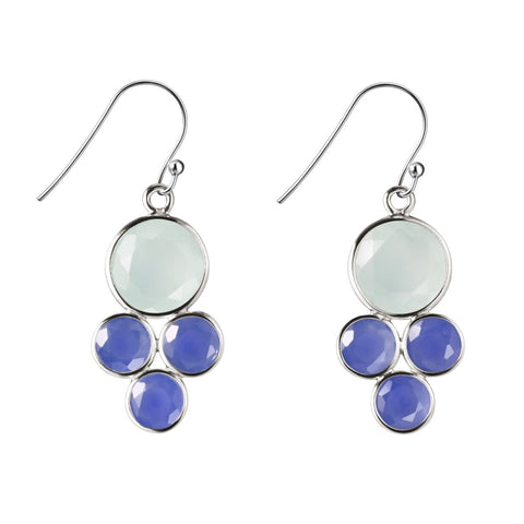 Blue and Green Aqua Chalcedony Drop Silver Earrings - Franki Baker Jewellery