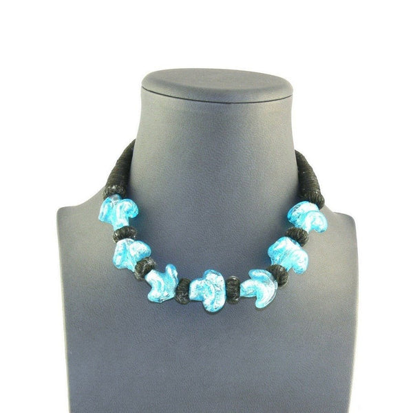Blue Glass Bead Choker - Franki Baker Jewellery