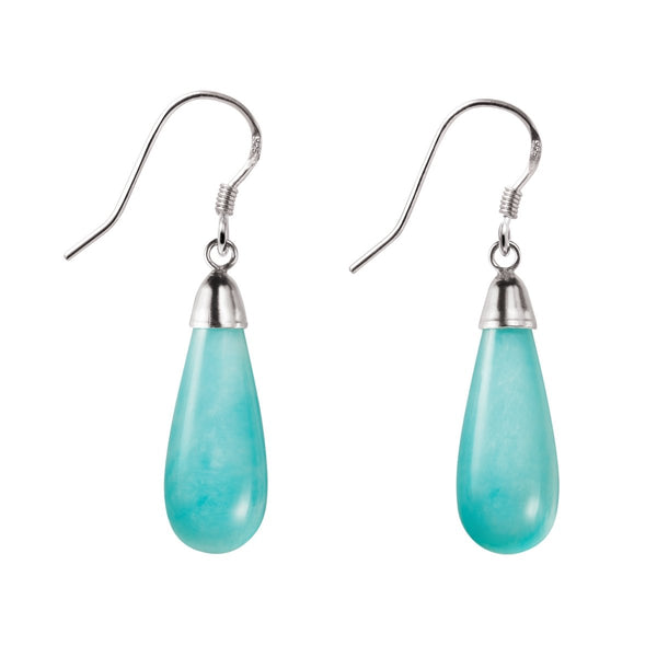 Blue-Green Amazonite Gemstone and Sterling Silver Drop Earrings - Franki Baker Jewellery