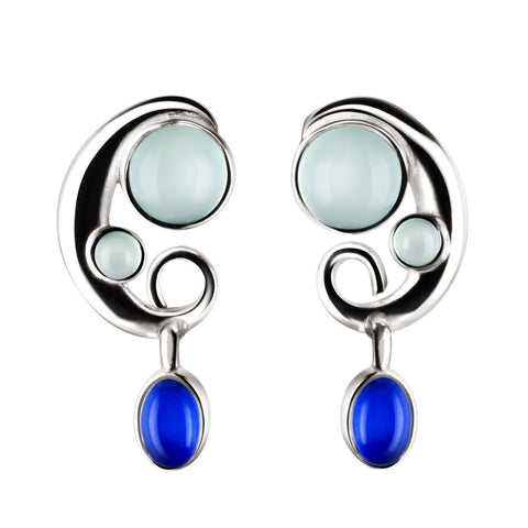 Blue-Green Aqua Chalcedony and Silver Earrings - Franki Baker Jewellery