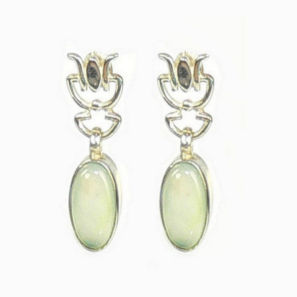 Blue-Green Aqua Chalcedony and Silver Earrings - Franki Baker Jewellery