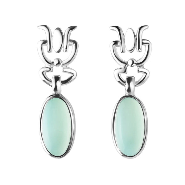 Blue-Green Aqua Chalcedony and Silver Earrings - Franki Baker Jewellery
