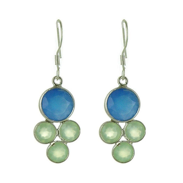 Blue-Green Aqua Chalcedony Drop Earrings - Franki Baker Jewellery