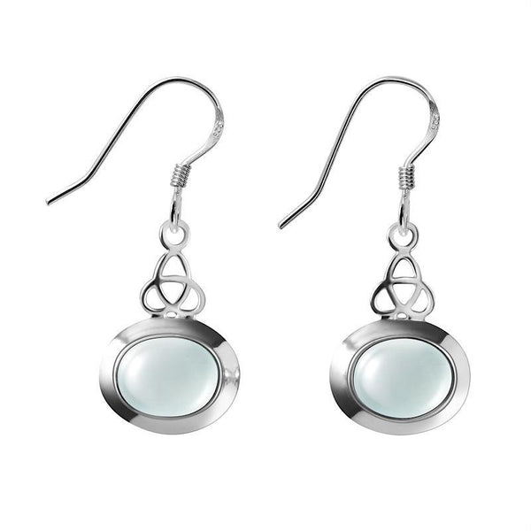 Blue-Green Chalcedony and Sterling Silver Arts and Crafts Earrings - Franki Baker Jewellery