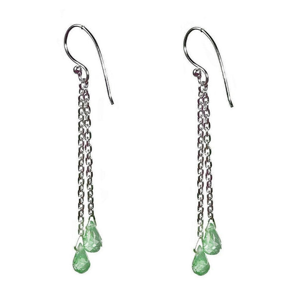 Blue-Green Chalcedony and Sterling Silver Long Earrings - Franki Baker Jewellery