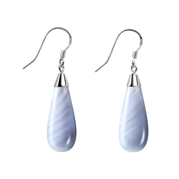 Blue Lace Agate Gemstone & 925 Sterling Silver Earrings - Franki Baker Jewellery