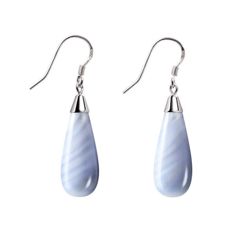 Blue Lace Agate Gemstone & 925 Sterling Silver Earrings - Franki Baker Jewellery