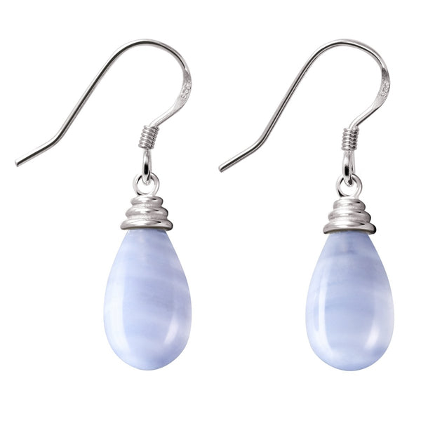 Blue Lace Agate & Sterling Silver Gemstone Earrings. - Franki Baker Jewellery