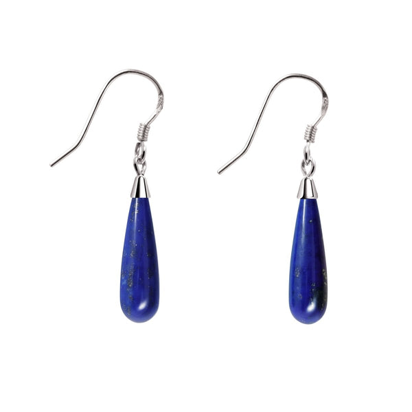 Blue Lapis Lazuli Gemstone and Sterling Silver Drop Earrings