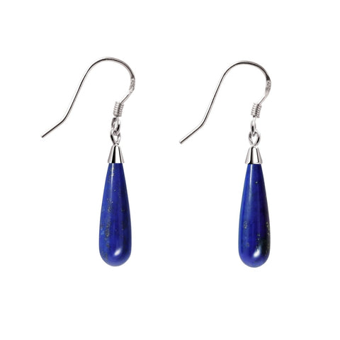 Blue Lapis Lazuli Gemstone and Sterling Silver Drop Earrings