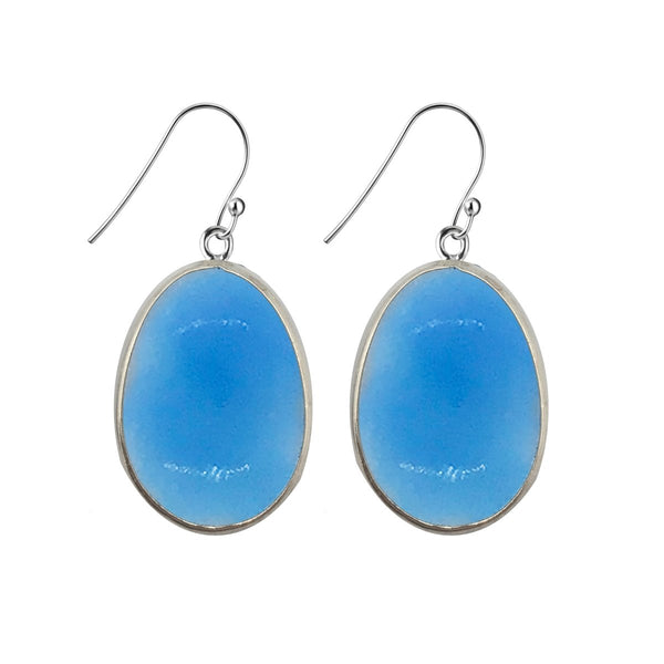 Blue Onyx & Sterling Silver Drop Earrings. Length: 4.5cm