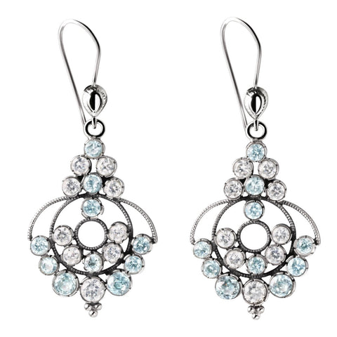 Blue Simulated Diamond CZ and Sterling Silver Chandelier Earrings - Franki Baker Jewellery