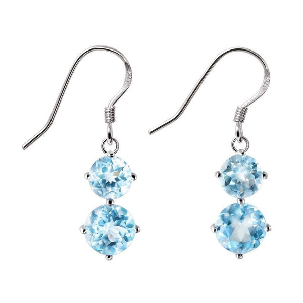 Blue Topaz and Sterling Silver Pendant Necklace and Drop Earrings Jewellery Set - Franki Baker Jewellery