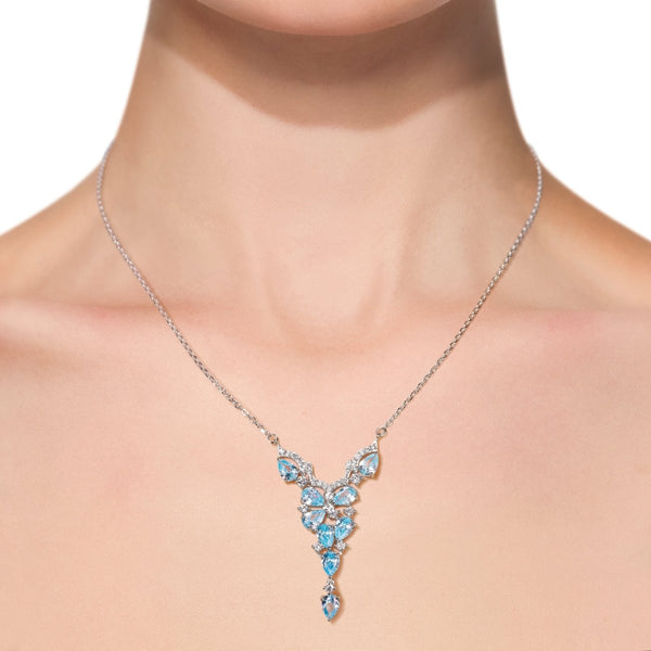 Blue Topaz & Diamond CZ Sterling Silver Necklace & Earring Set - Franki Baker Jewellery