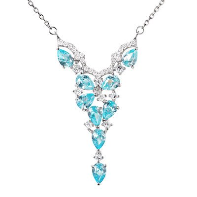 Blue Topaz & Diamond CZ Sterling Silver Necklace & Earring Set - Franki Baker Jewellery