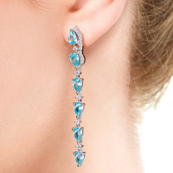 Blue Topaz & Diamond CZ Sterling Silver Necklace & Earring Set - Franki Baker Jewellery