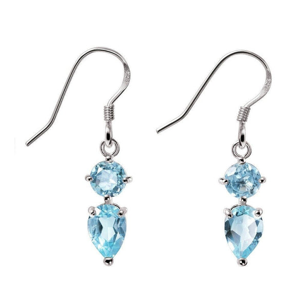 Blue Topaz Gemstone and Sterling Silver Drop Earrings - Franki Baker Jewellery
