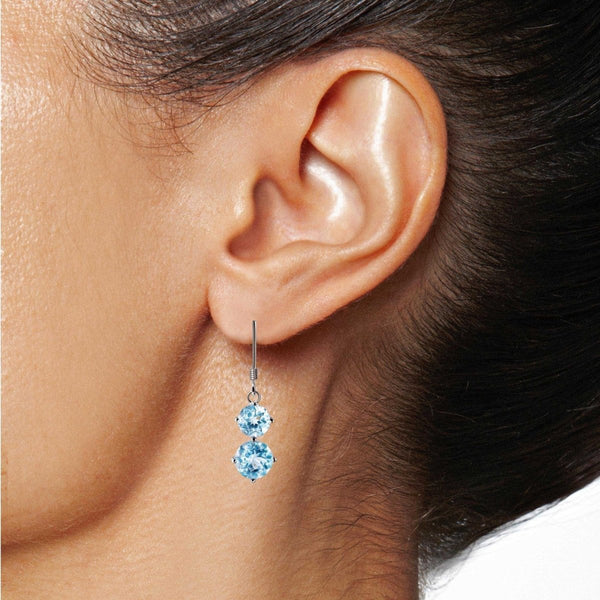 Blue Topaz Gemstone and Sterling Silver Drop Earrings - Franki Baker Jewellery