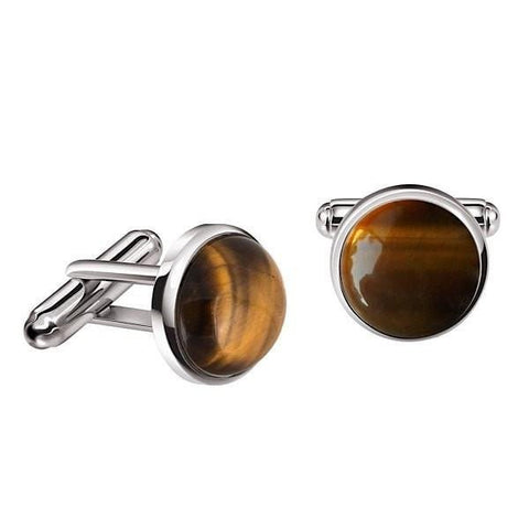 Brown Genuine Natural Tiger‚Ä∞€™s Eye Gemstone & 925 Sterling Silver Cufflinks. . - Franki Baker Jewellery