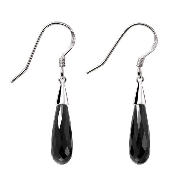 Chic Faceted Black Agate and Sterling Silver Drop Earrings - Franki Baker Jewellery