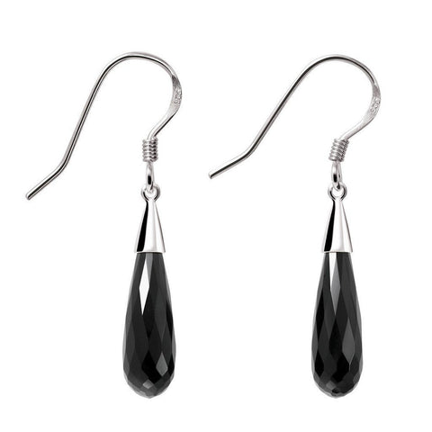 Chic Faceted Black Agate and Sterling Silver Drop Earrings - Franki Baker Jewellery