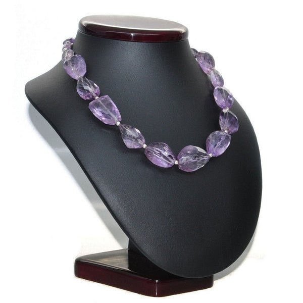 Chunky Pale Purple Amethyst and Silver Statement Necklace - Franki Baker Jewellery