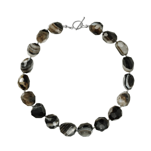 Chunky Statement Black & White Onyx Gemstone Necklace. - Franki Baker Jewellery